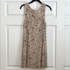 Alice + Olivia Nude Mini Dress with Beads/Sequins